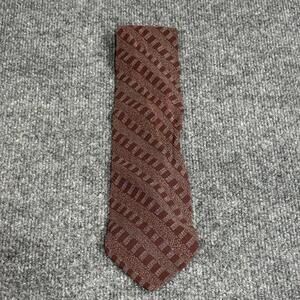 Calvin Klein Collection Tie Mens One Size Brown Silk Geometric Handmade Italy